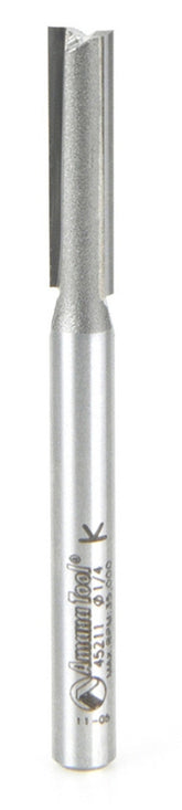 Amana Tool 45211 Carbide Tipped Straight Plunge High Production 1/4 D x 1 CH x 1/4 SHK x 2-7/8 Inch Long Router Bit